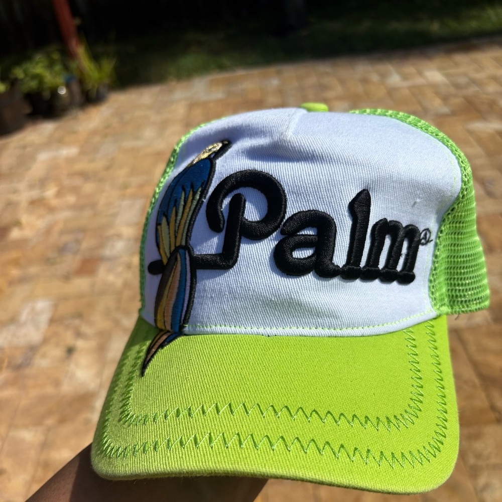 PALM ANGELS PARROT LOGO TRUCKER CAP  HAT GREEN BLACK WHITE Mens Women’s Unisex